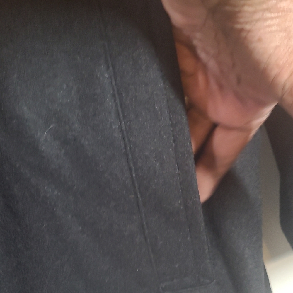 Tommy Hilfiger Black Pea Coat Classic Wool Blend - Picture 3 of 7